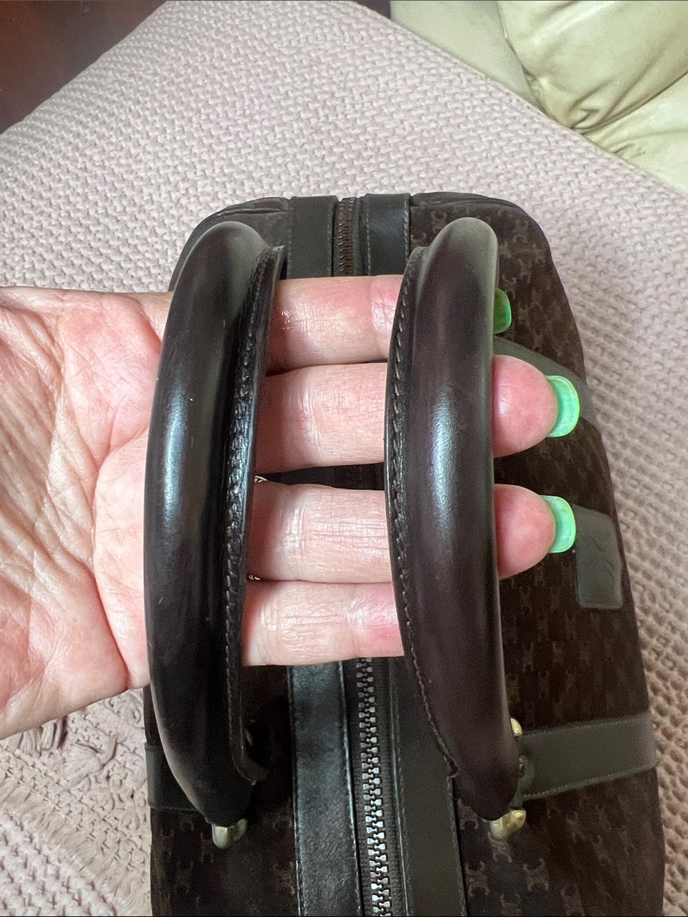 CELINE MACADAM VINTAGE SUEDE BOSTON BAG - Picture 8 of 17